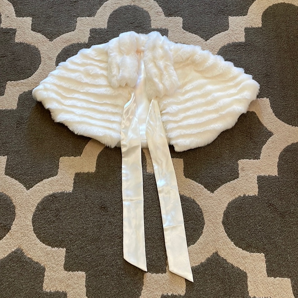 Faux White Fur Occasion Shrug
